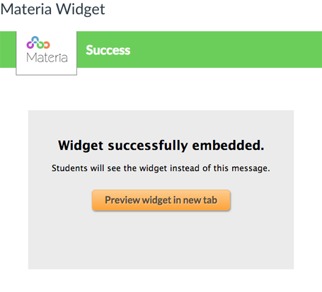 Confirming the widget was successfully linked to the assignment.
