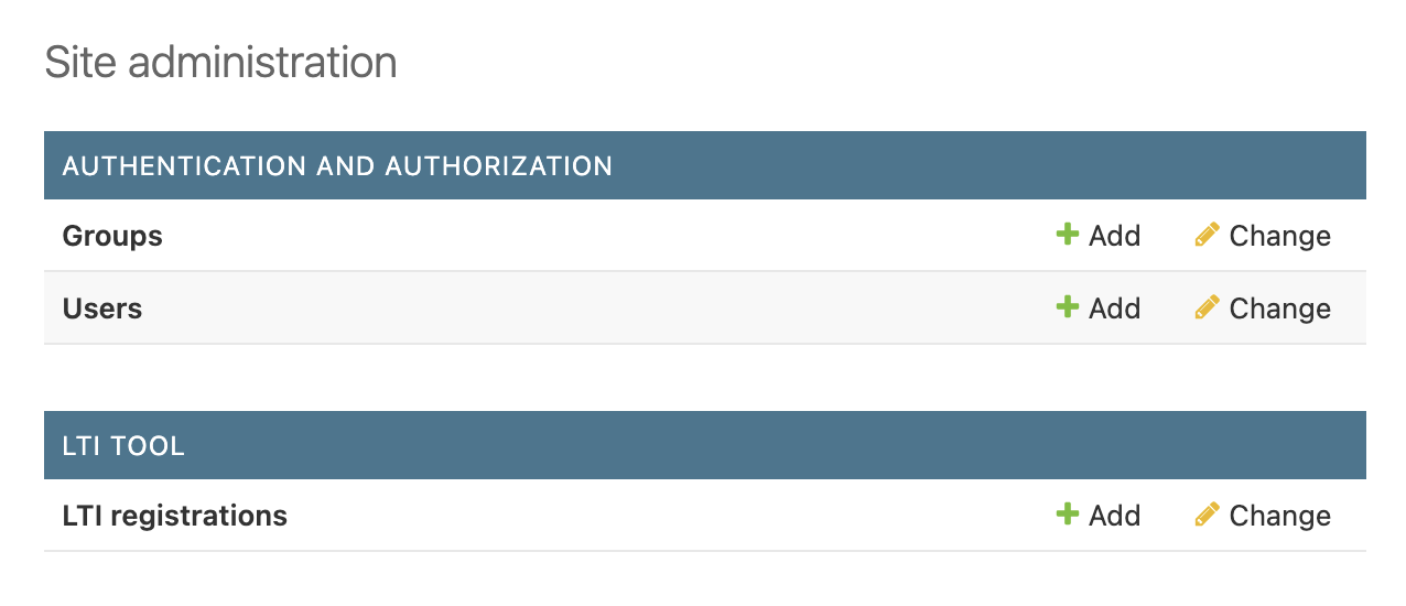 Django administration options.