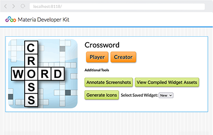 MWDK home screen showing the Crossword widget.