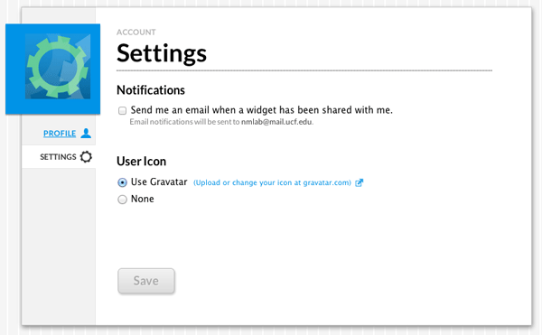 Example settings page